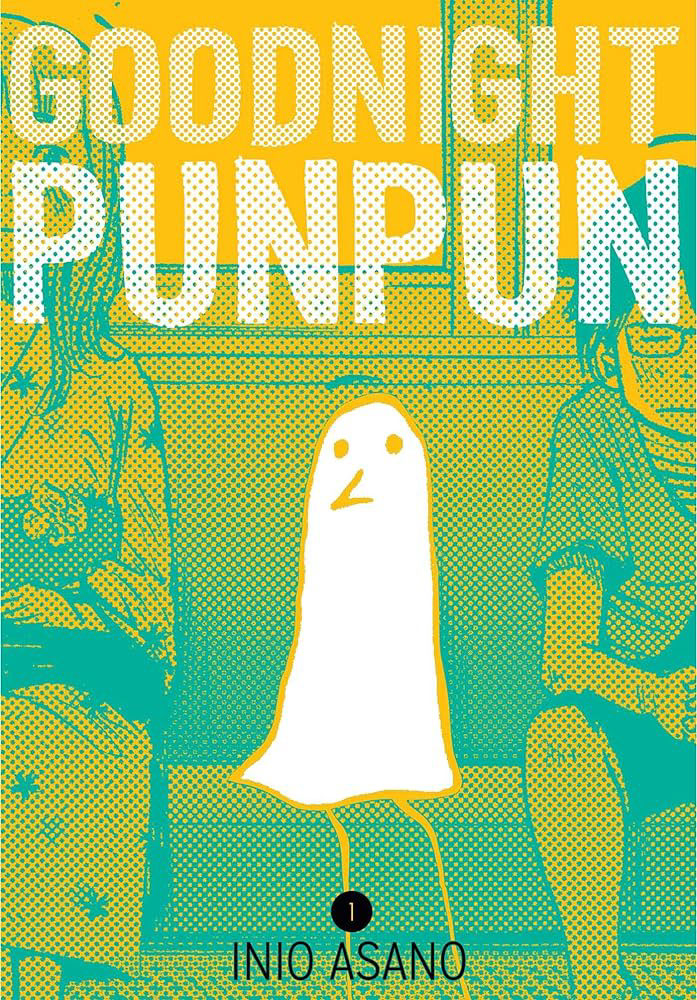 Goodnight Punpun Volume 1 cover art showing a ghost sitting on a bench between two people.