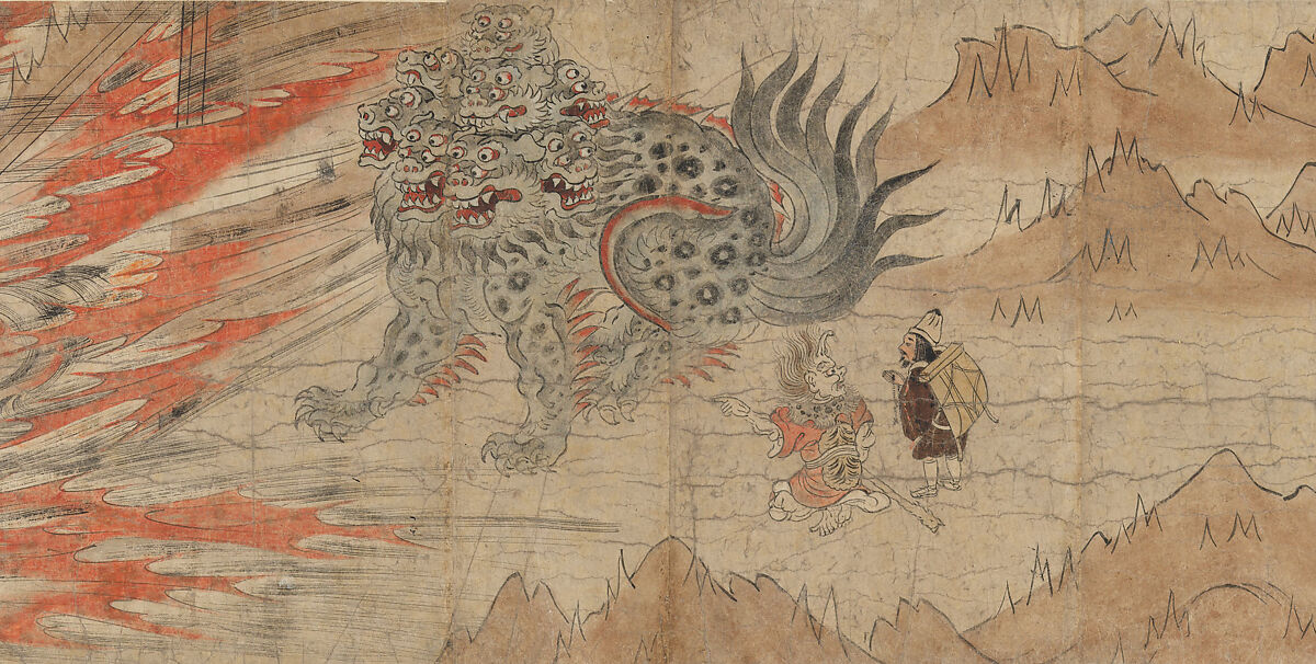A Japanese scroll painting titled "Illustrated Legends of the Kitano Tenjin Shrine"