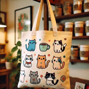 Playful Cat Canvas Tote
